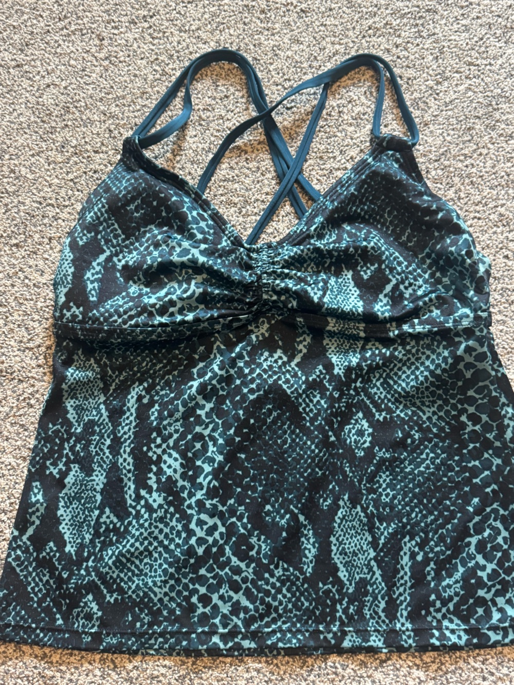 all in motion Teal and Black Snake-Print Camisole